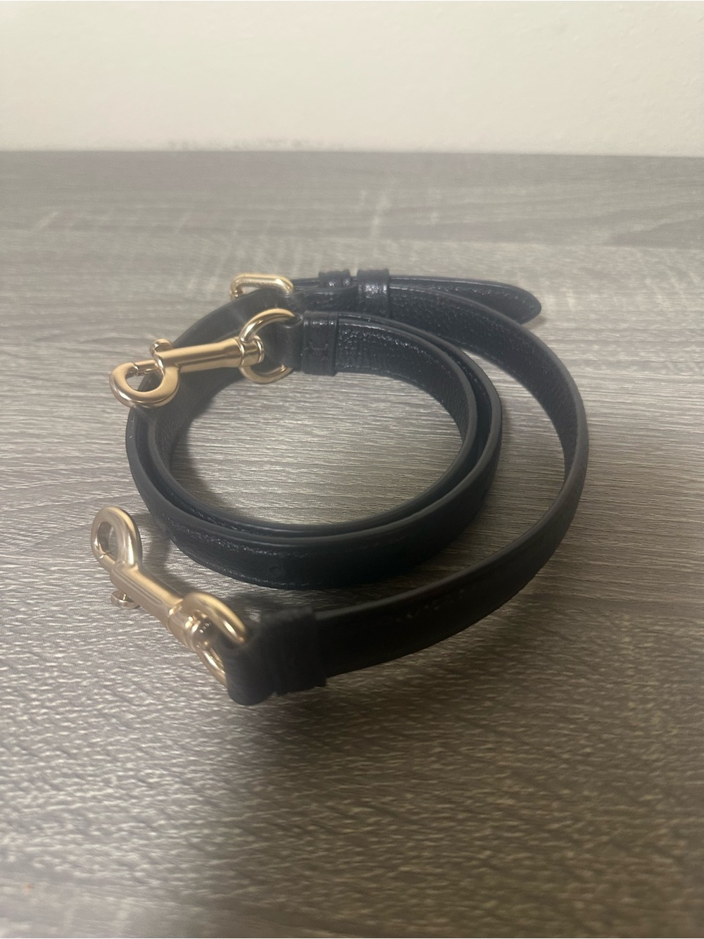 Coach Black Leather Shoulder Strap with Gold Hardware - L36in